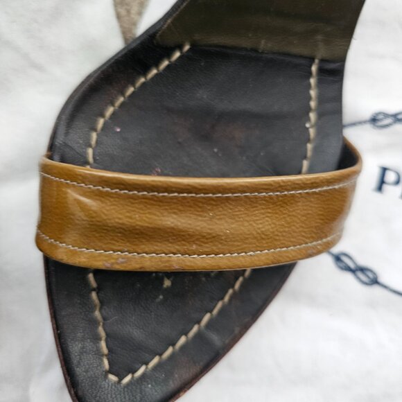 Prada VINTAGE Ankle Strap Heels Sandals Color Giunco Size EU 35.5 - Picture 16 of 16